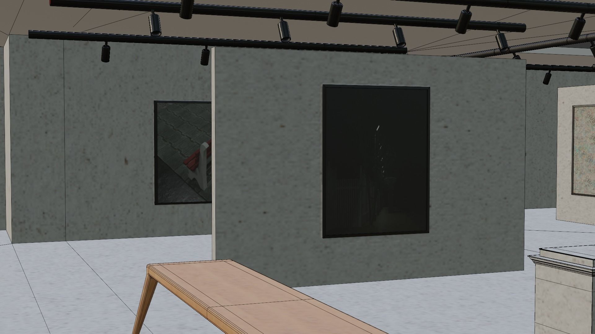 Huge Vr gallery low poly model 60 pictures174 lights 2 chair 3D model_40