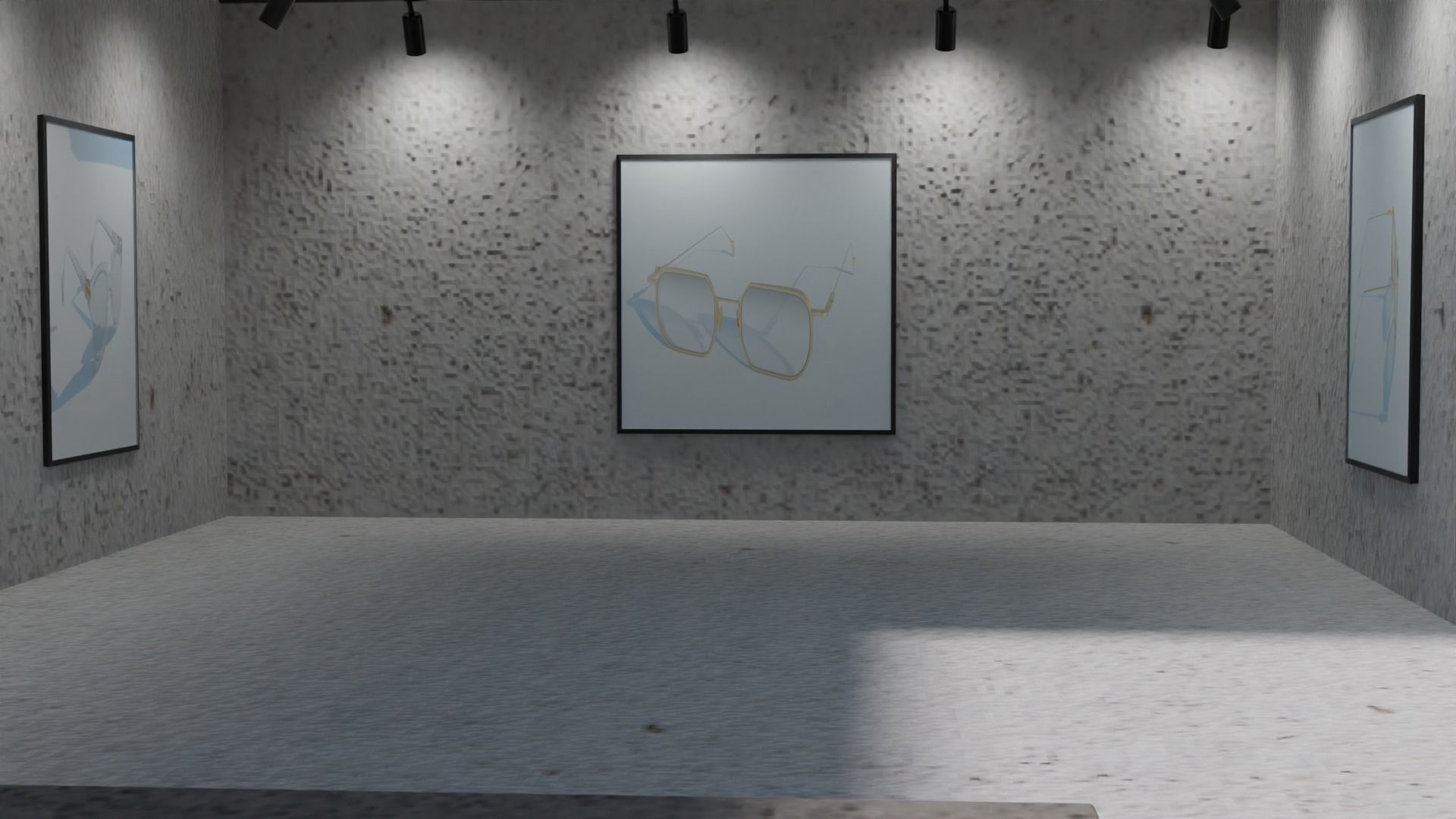 Huge Vr gallery low poly model 60 pictures174 lights 2 chair 3D model_8