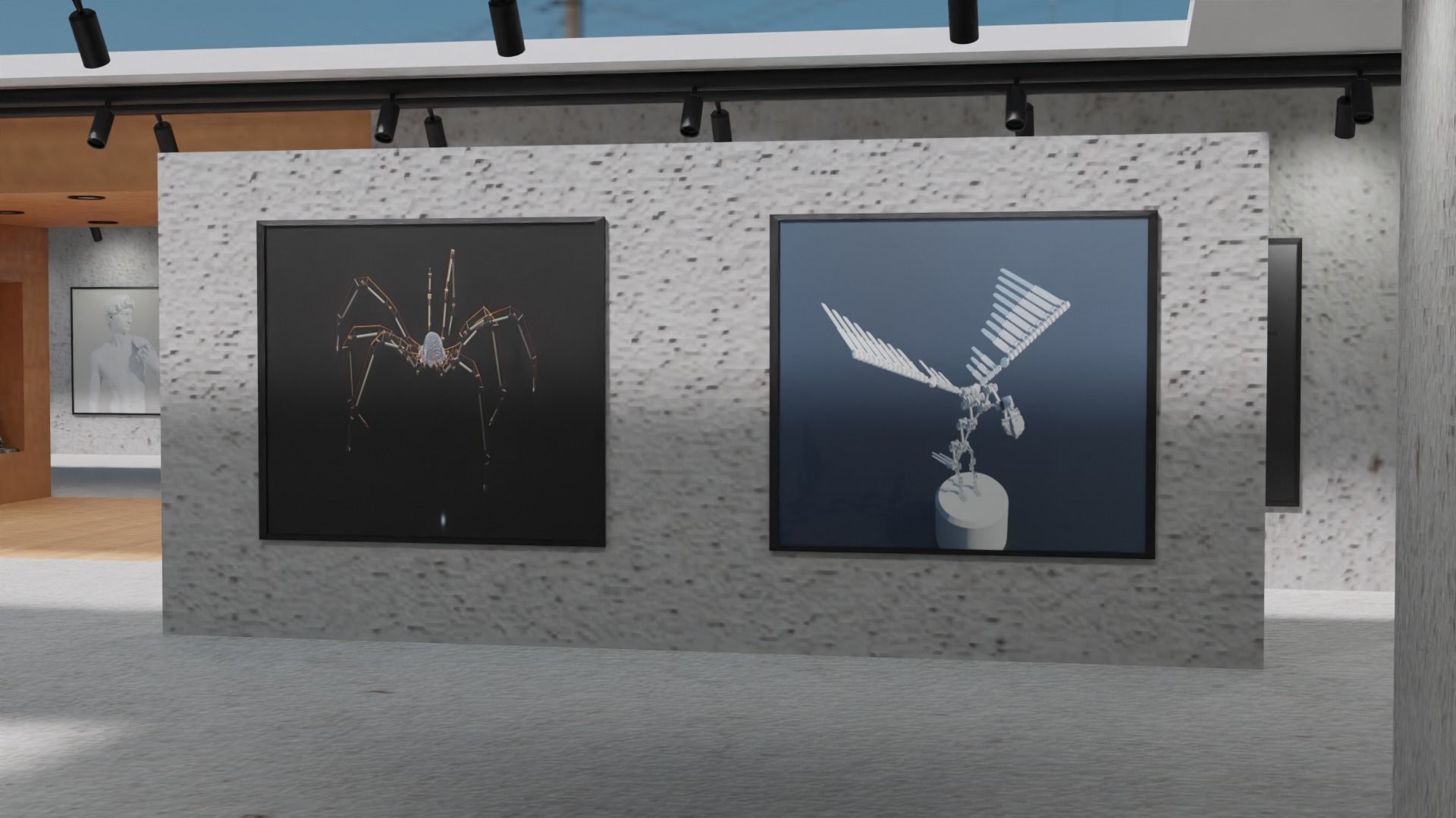 Huge Vr gallery low poly model 60 pictures174 lights 2 chair 3D model_19