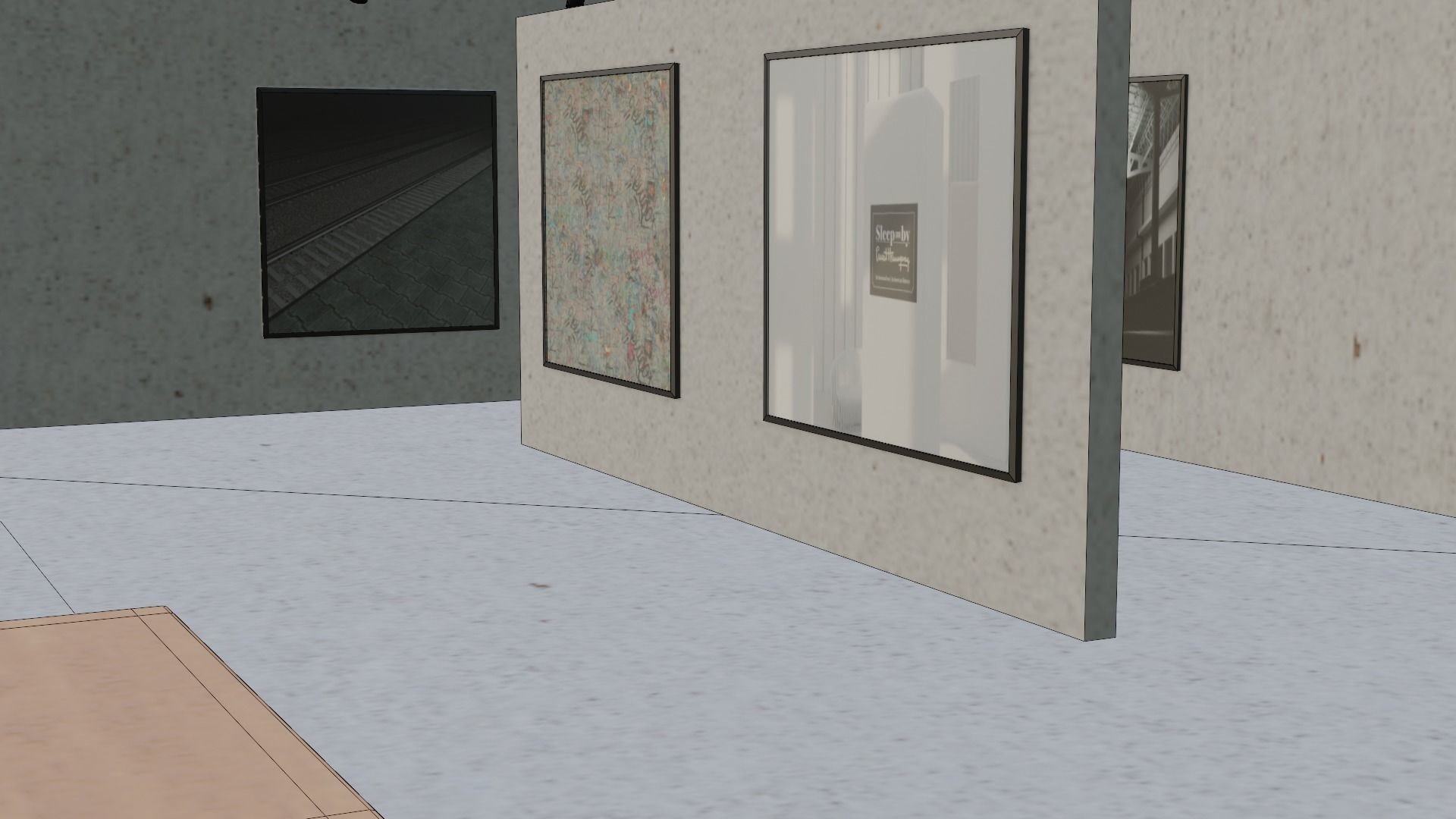 Huge Vr gallery low poly model 60 pictures174 lights 2 chair 3D model_46