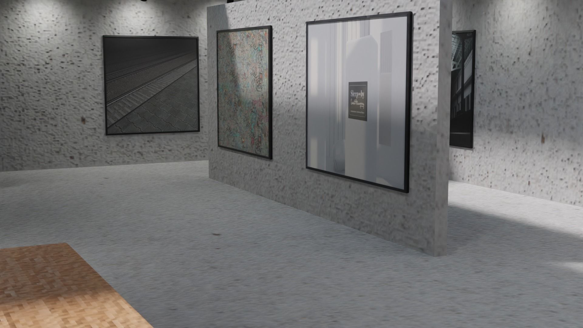 Huge Vr gallery low poly model 60 pictures174 lights 2 chair 3D model_17