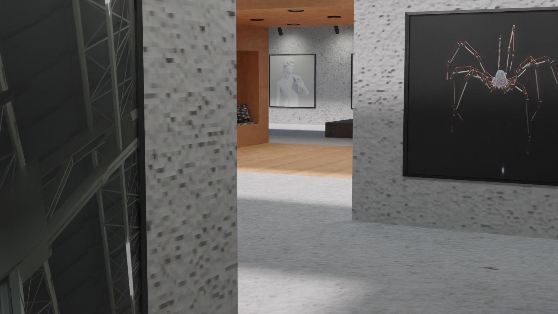 Huge Vr gallery low poly model 60 pictures174 lights 2 chair 3D model_30