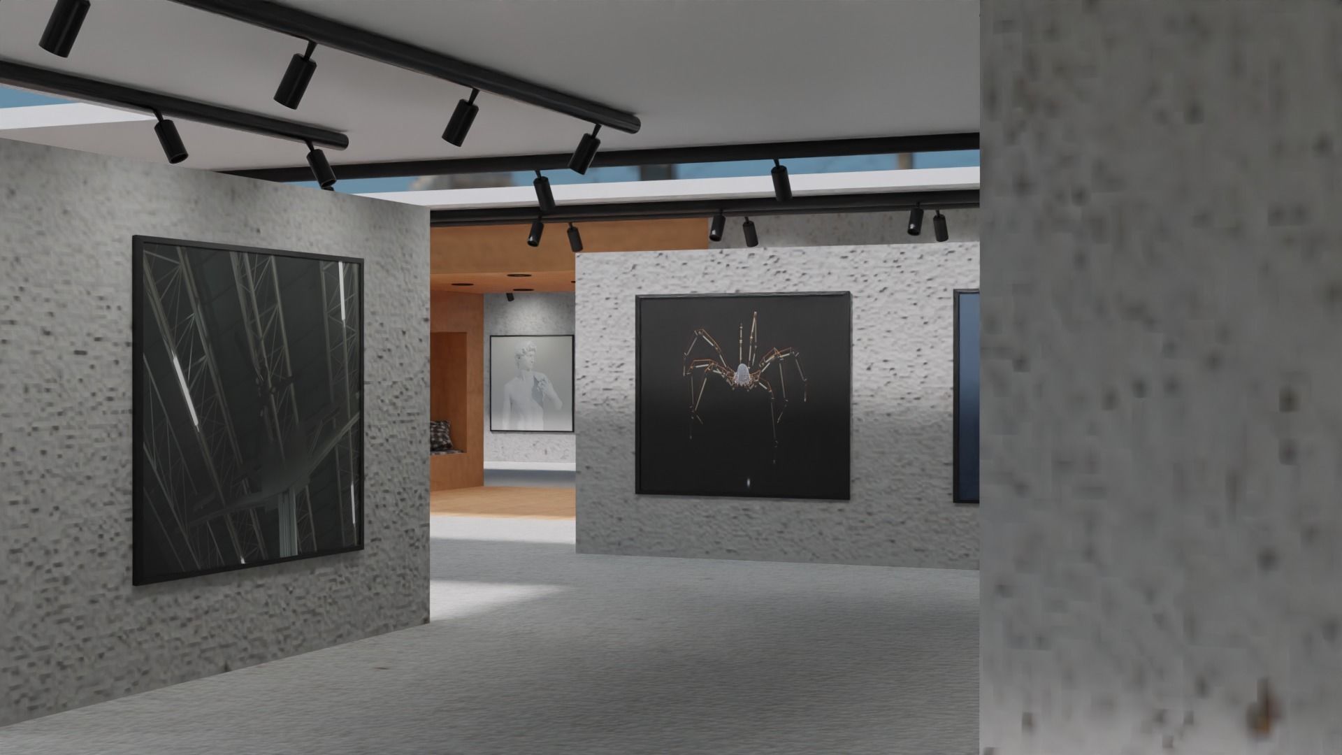 Huge Vr gallery low poly model 60 pictures174 lights 2 chair 3D model_28