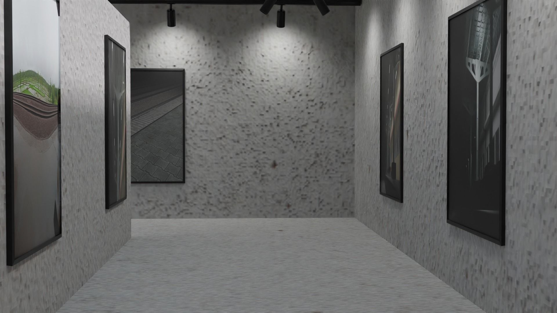 Huge Vr gallery low poly model 60 pictures174 lights 2 chair 3D model_5