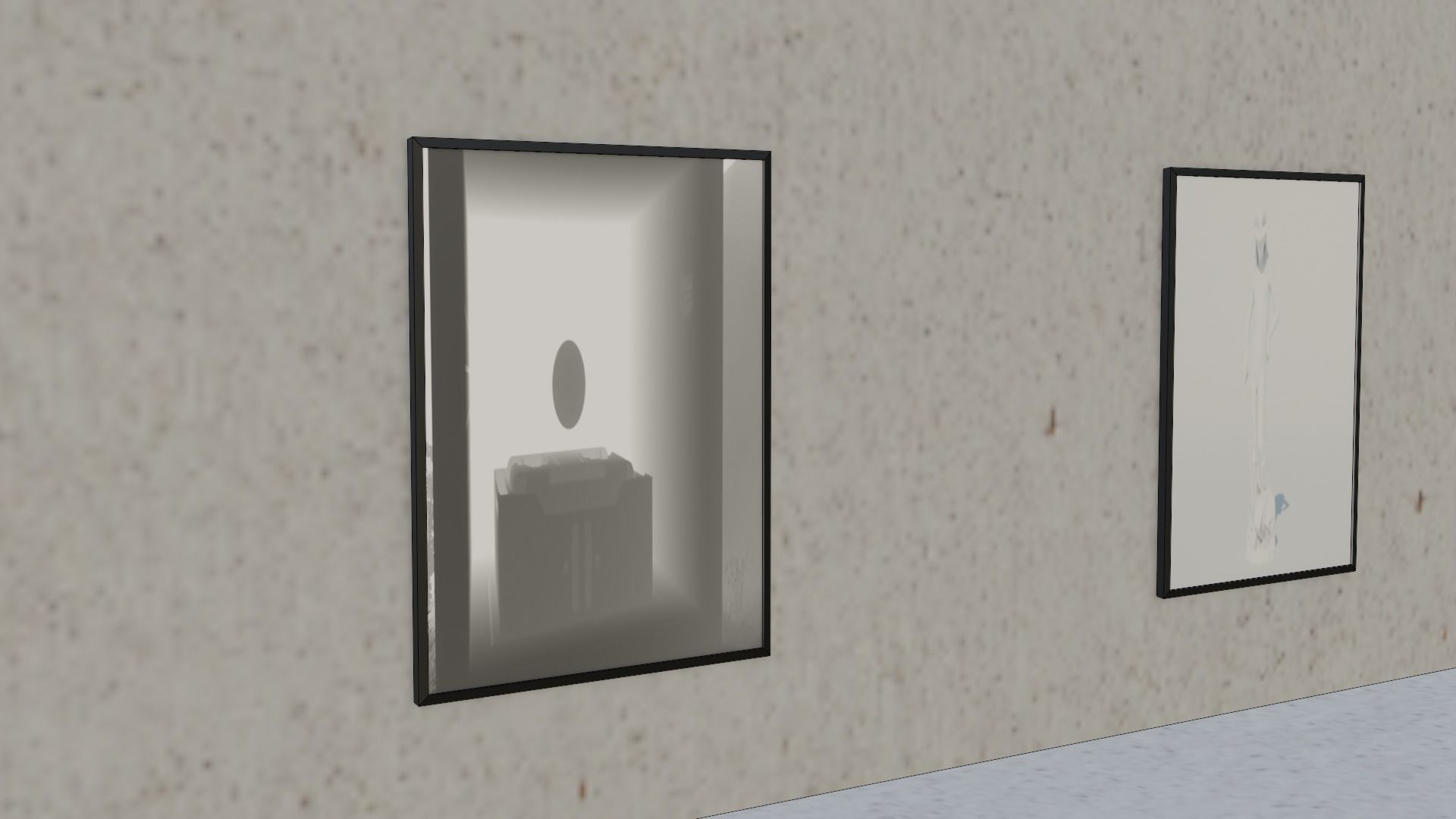 Huge Vr gallery low poly model 60 pictures174 lights 2 chair 3D model_48