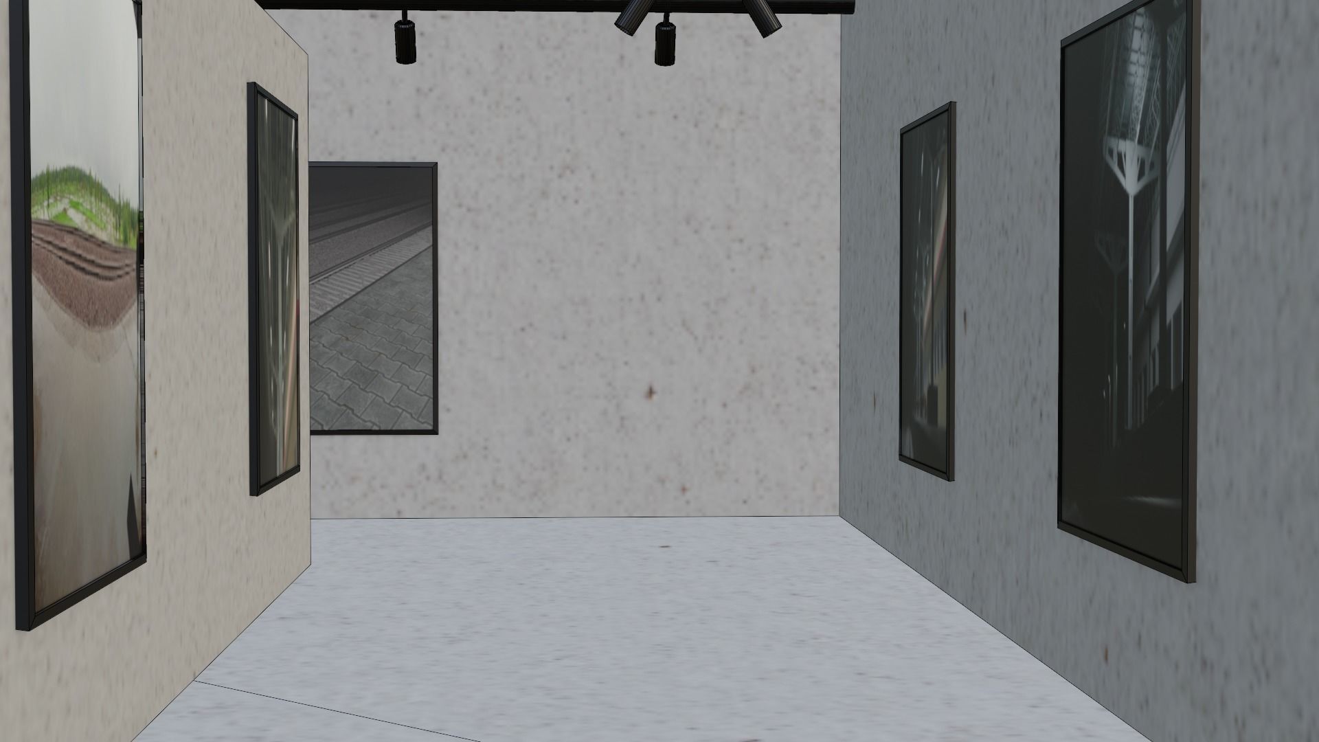 Huge Vr gallery low poly model 60 pictures174 lights 2 chair 3D model_35