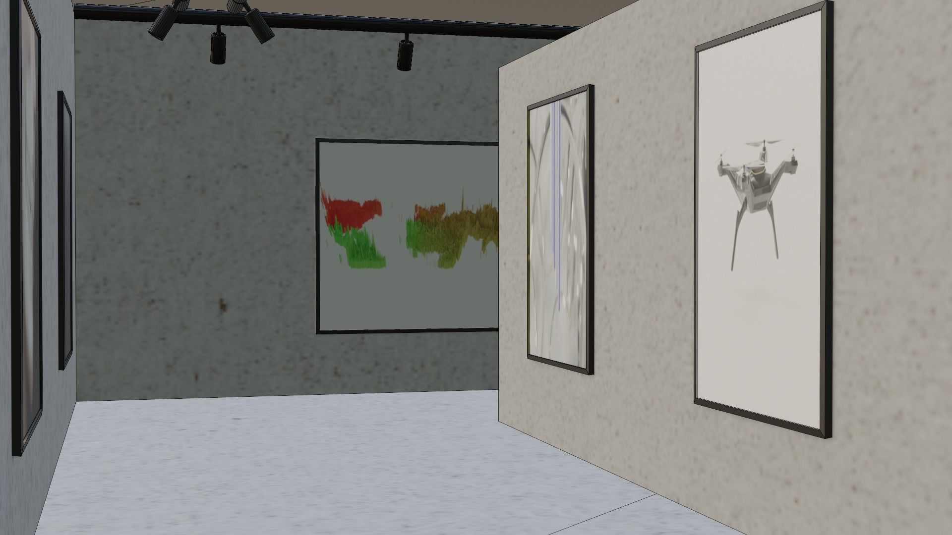 Huge Vr gallery low poly model 60 pictures174 lights 2 chair 3D model_45