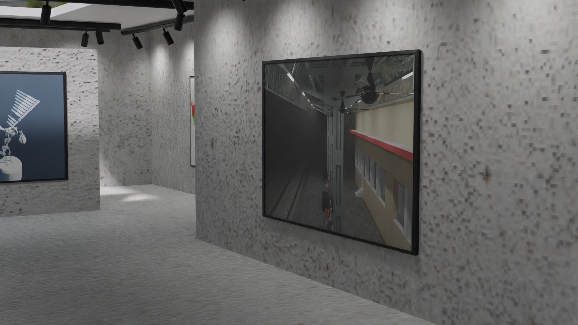 Huge Vr gallery low poly model 60 pictures174 lights 2 chair 3D model_18