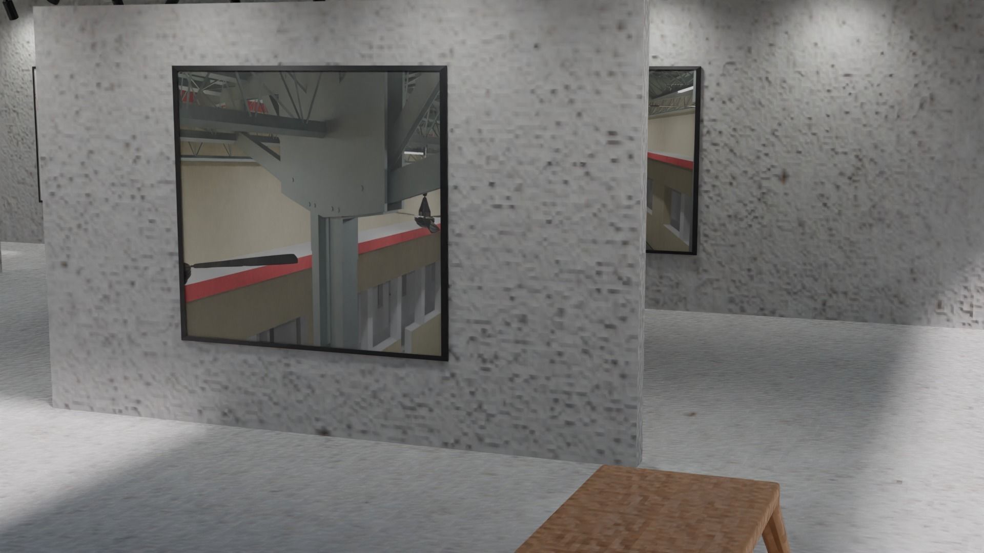 Huge Vr gallery low poly model 60 pictures174 lights 2 chair 3D model_10