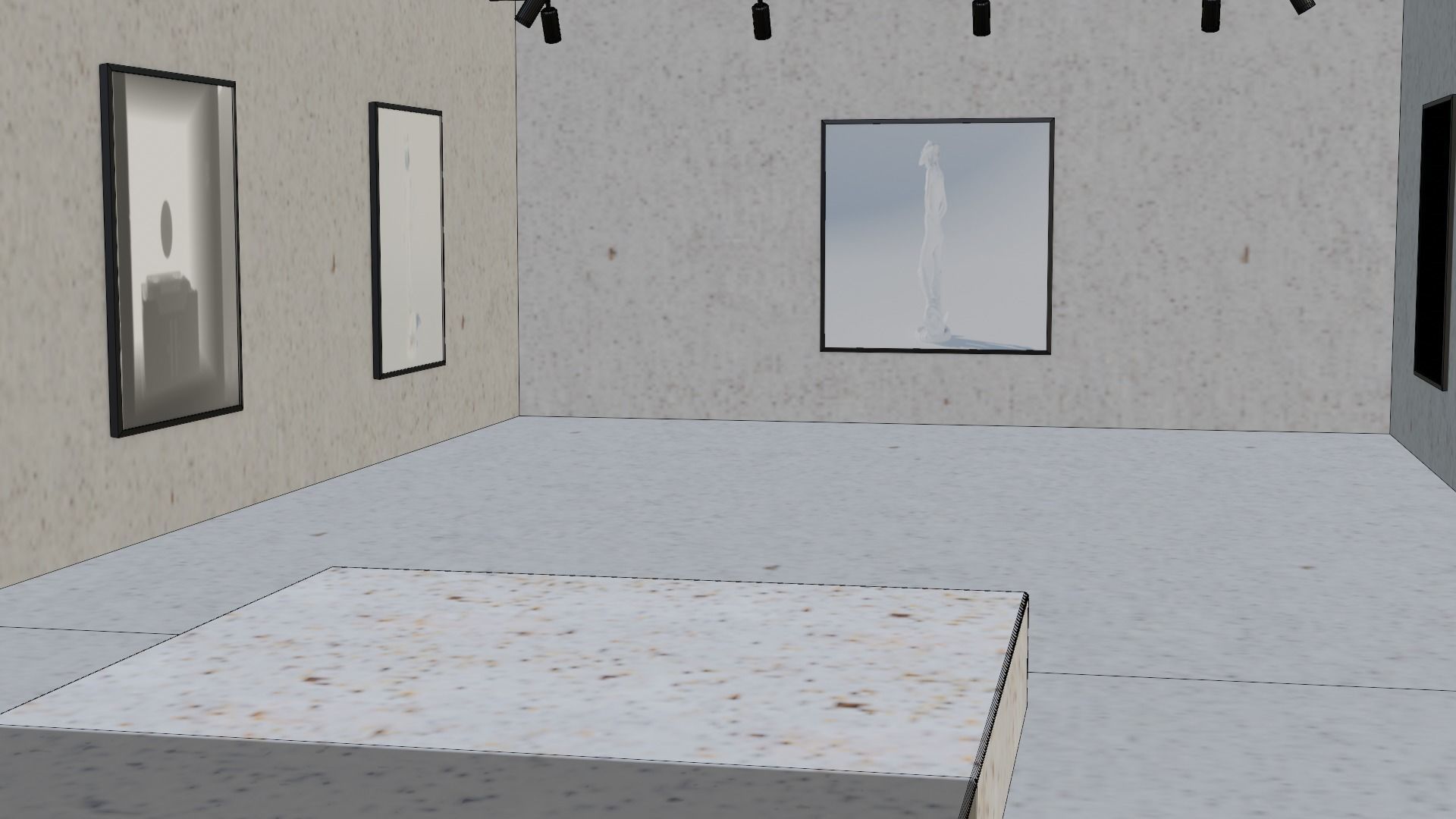 Huge Vr gallery low poly model 60 pictures174 lights 2 chair 3D model_31