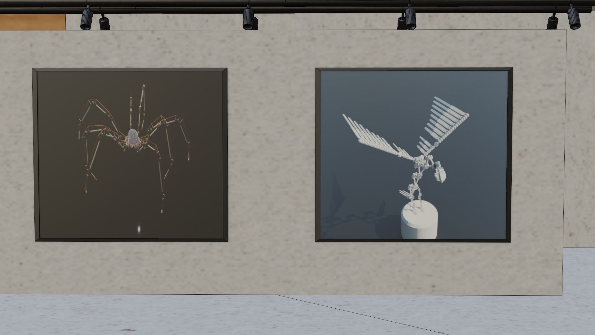 Huge Vr gallery low poly model 60 pictures174 lights 2 chair 3D model_47