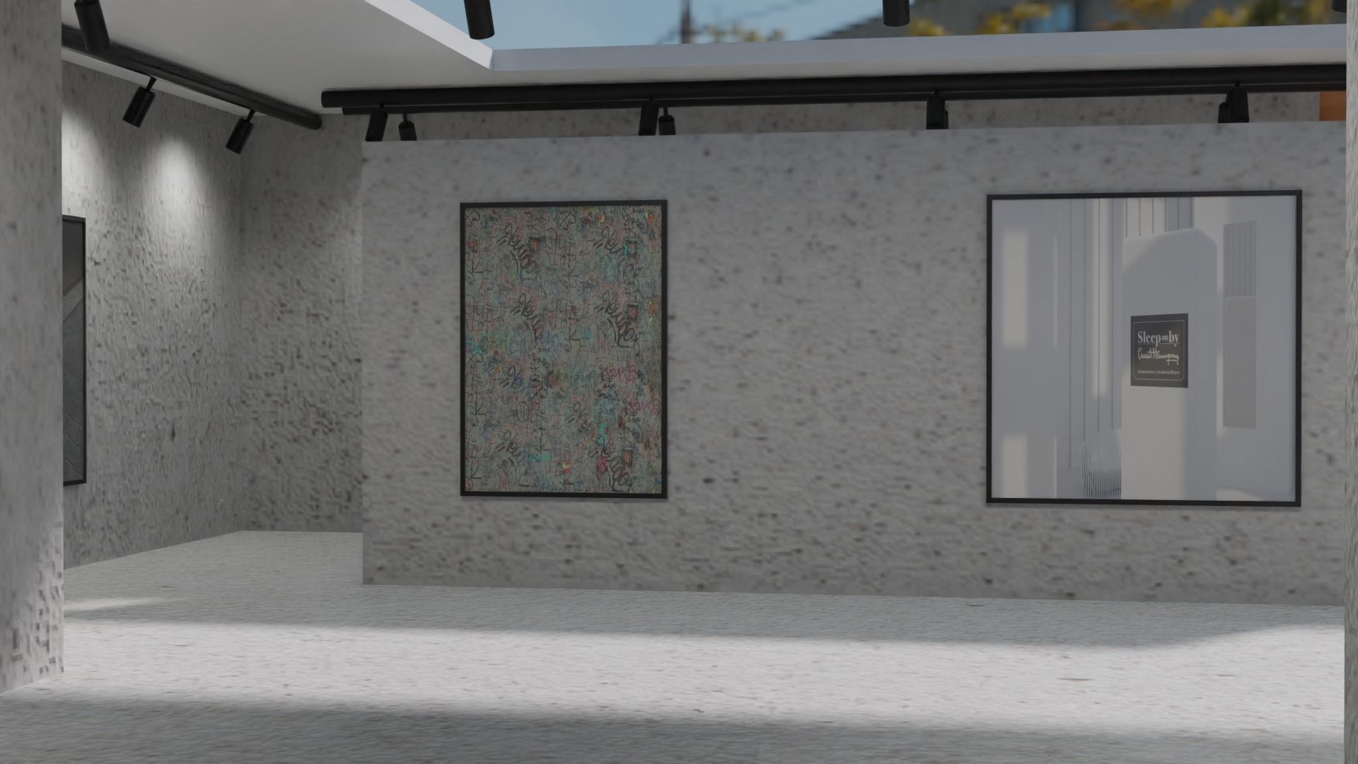 Huge Vr gallery low poly model 60 pictures174 lights 2 chair 3D model_12