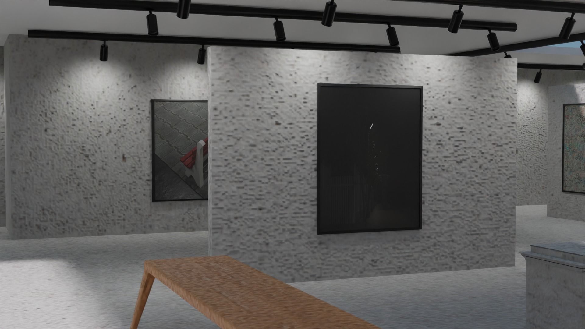 Huge Vr gallery low poly model 60 pictures174 lights 2 chair 3D model_15