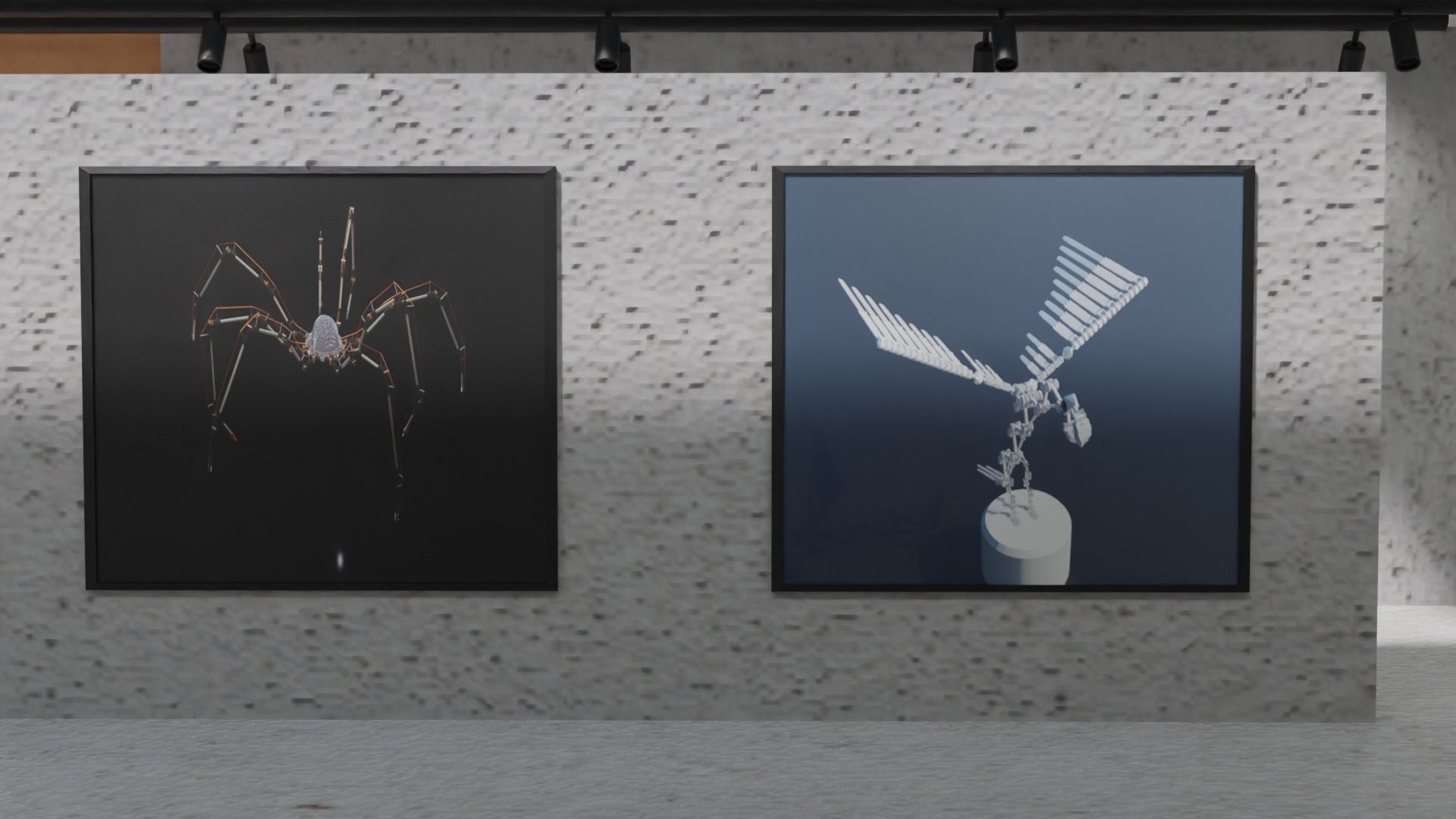 Huge Vr gallery low poly model 60 pictures174 lights 2 chair 3D model_20