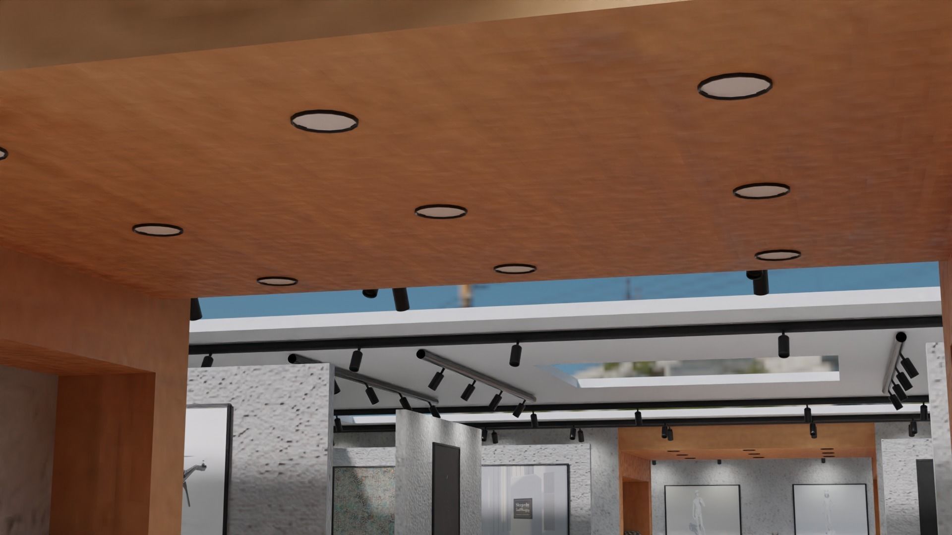 Huge Vr gallery low poly model 60 pictures174 lights 2 chair 3D model_26