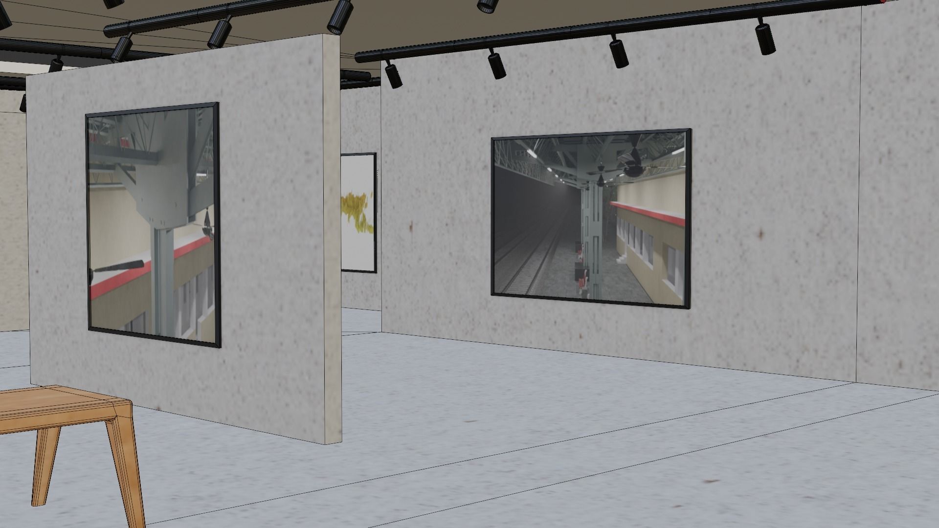 Huge Vr gallery low poly model 60 pictures174 lights 2 chair 3D model_38