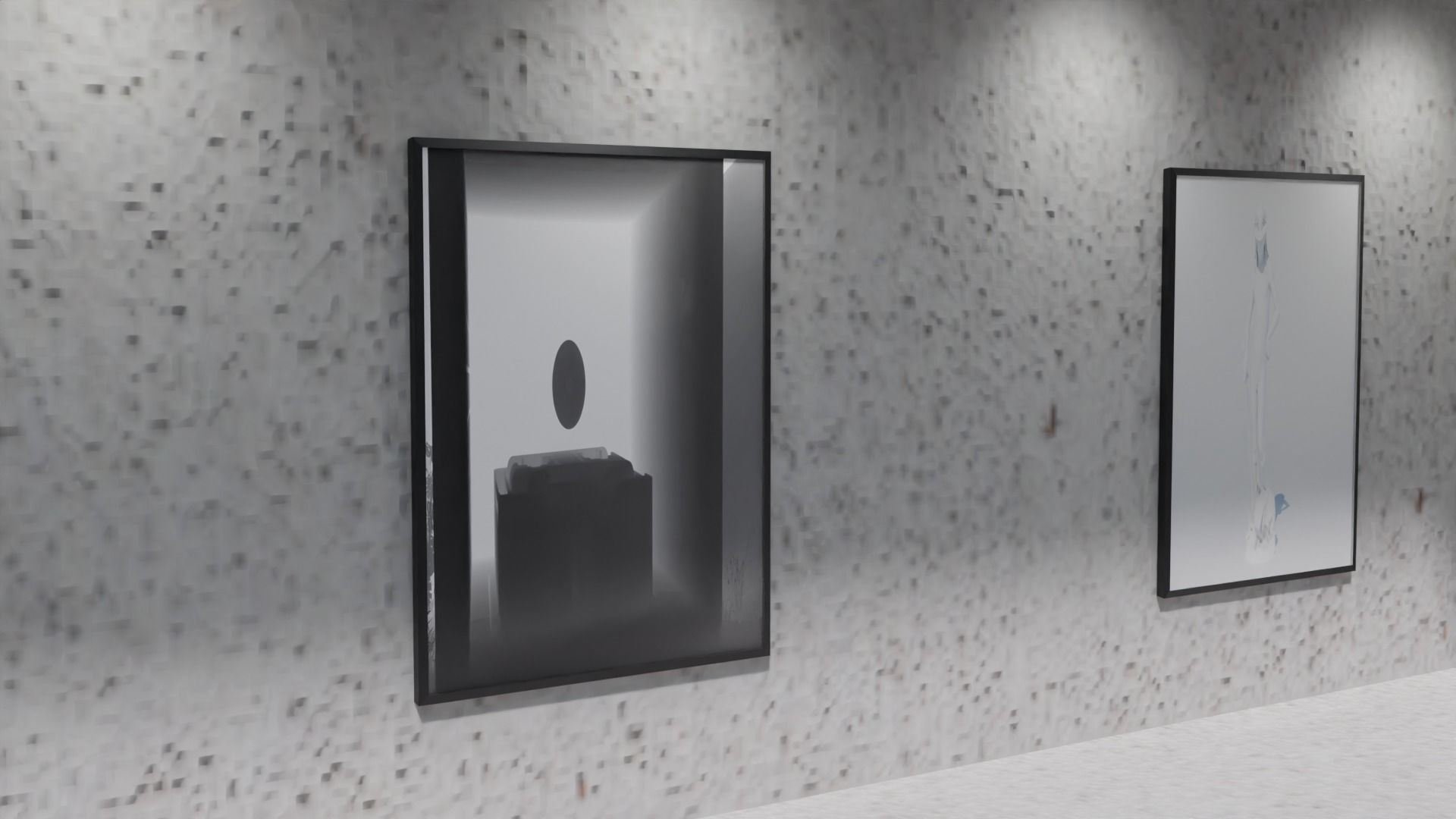 Huge Vr gallery low poly model 60 pictures174 lights 2 chair 3D model_23