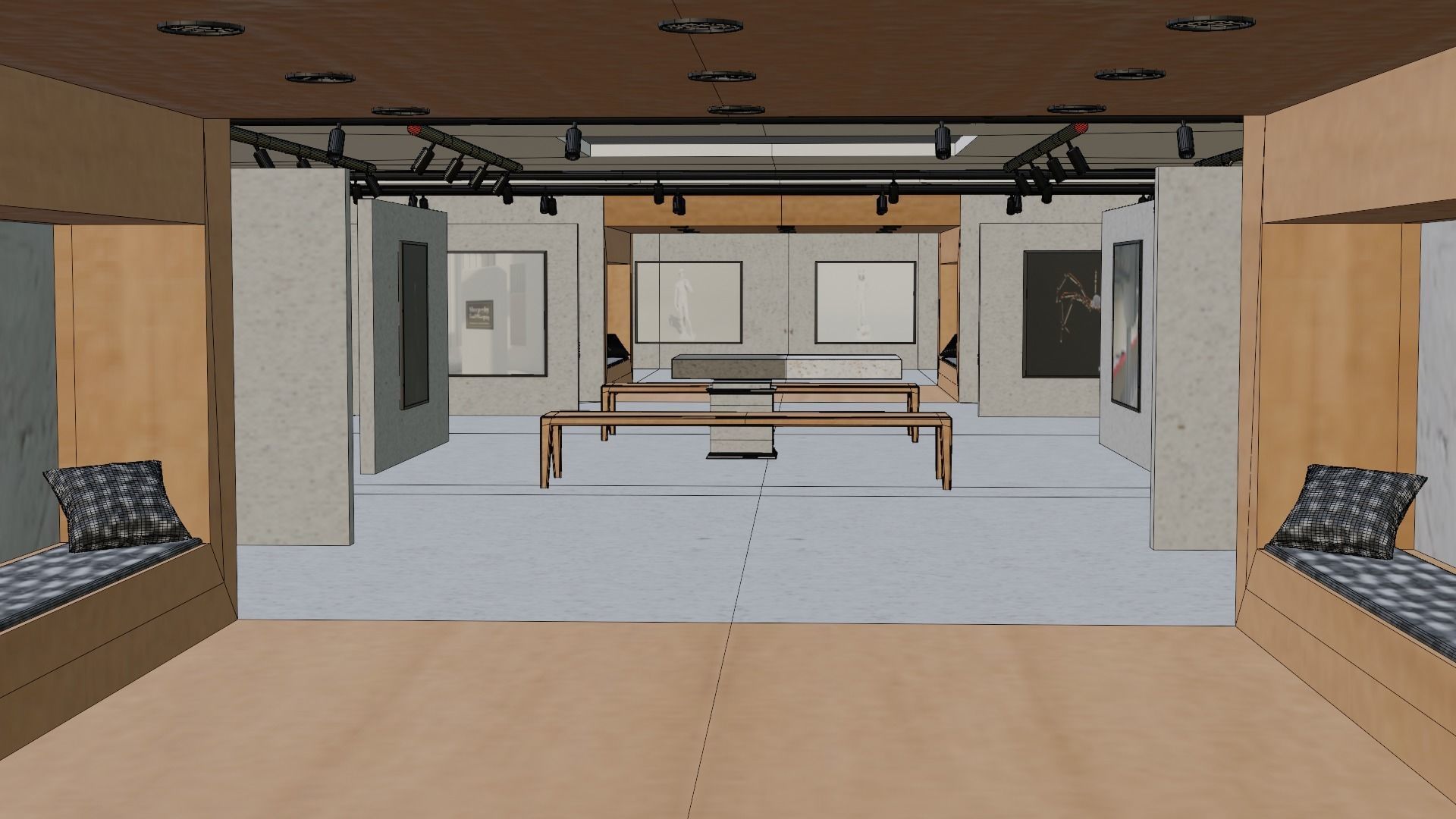 Huge Vr gallery low poly model 60 pictures174 lights 2 chair 3D model_49