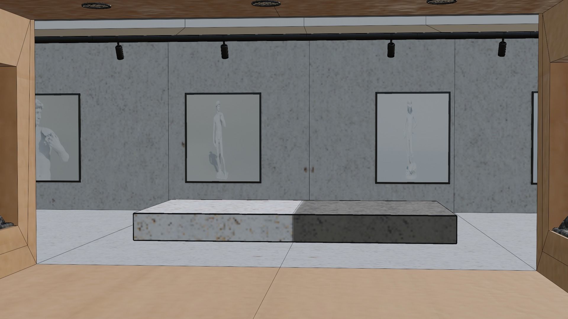 Huge Vr gallery low poly model 60 pictures174 lights 2 chair 3D model_36