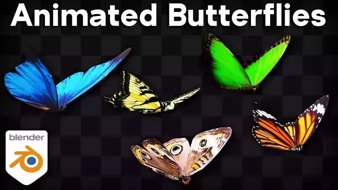 Animated Butterflies - Blender 3D model