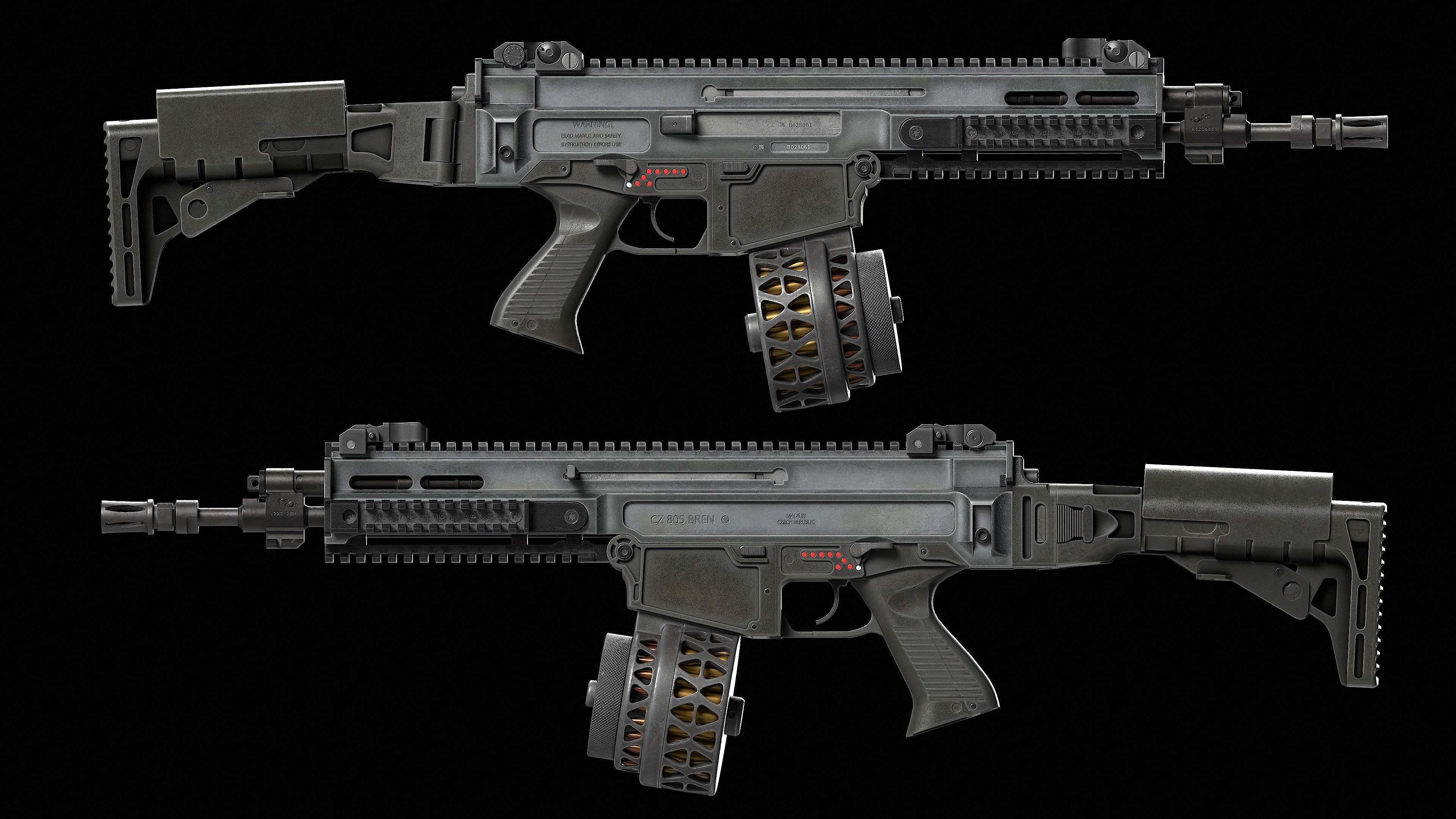 Bren CZ 805 A1 A2 V1 Low-poly 3D model_15