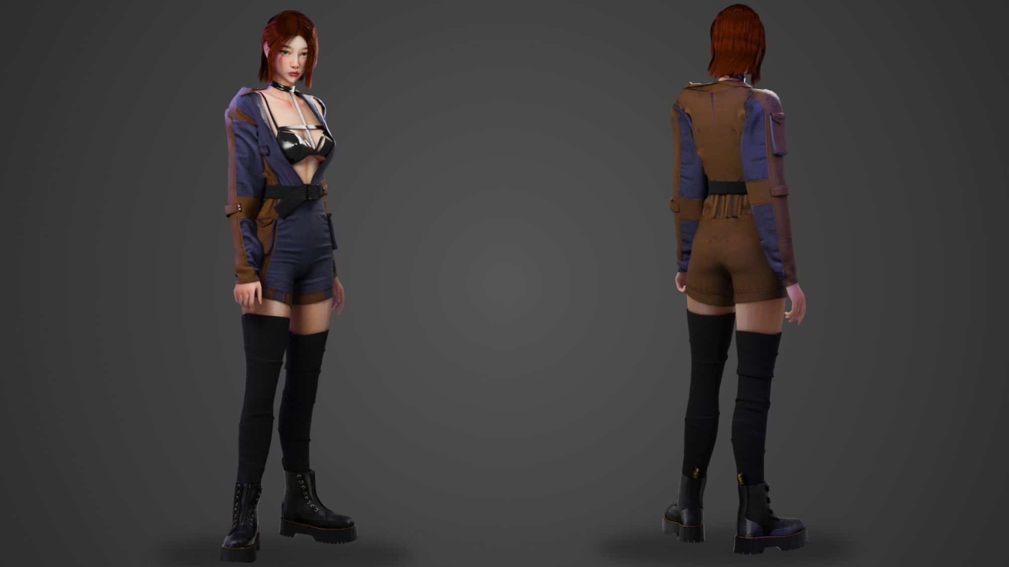 futuristic Woman - GameReady Low-poly 3D model_1