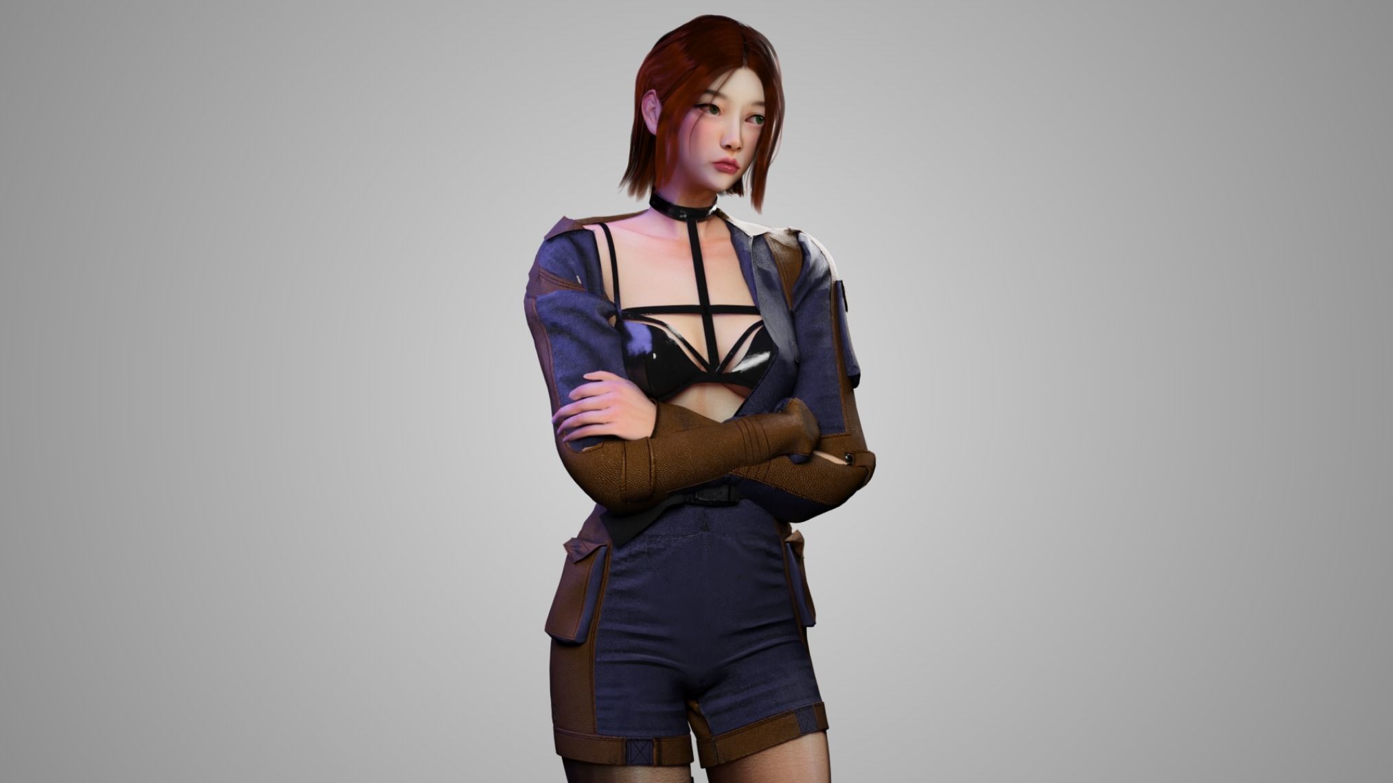 futuristic Woman - GameReady Low-poly 3D model_7