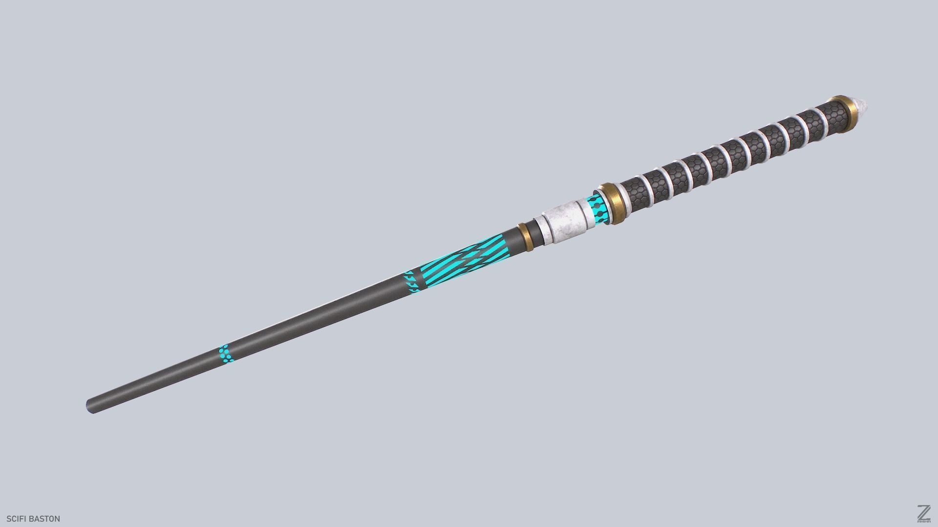 Sci fi baston Low-poly 3D model_8