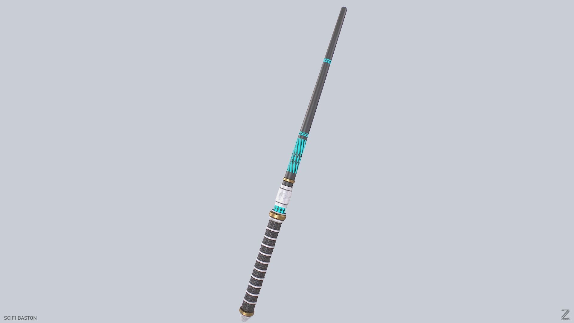 Sci fi baston Low-poly 3D model_5