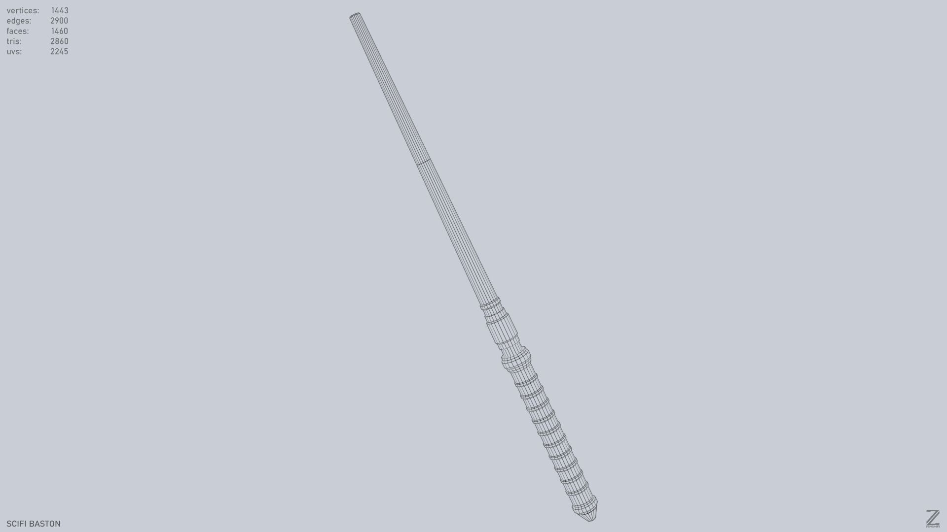 Sci fi baston Low-poly 3D model_11