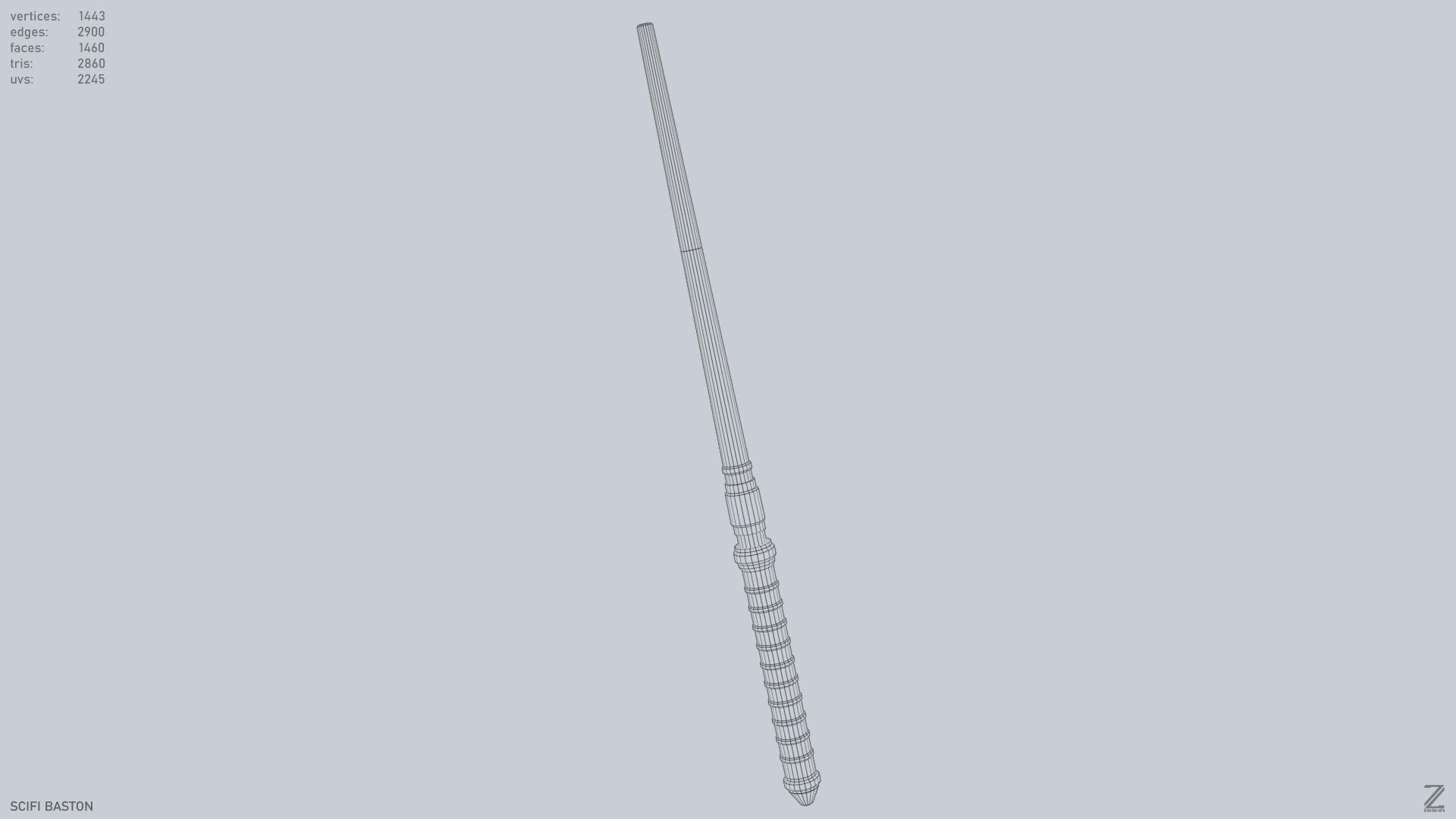 Sci fi baston Low-poly 3D model_15