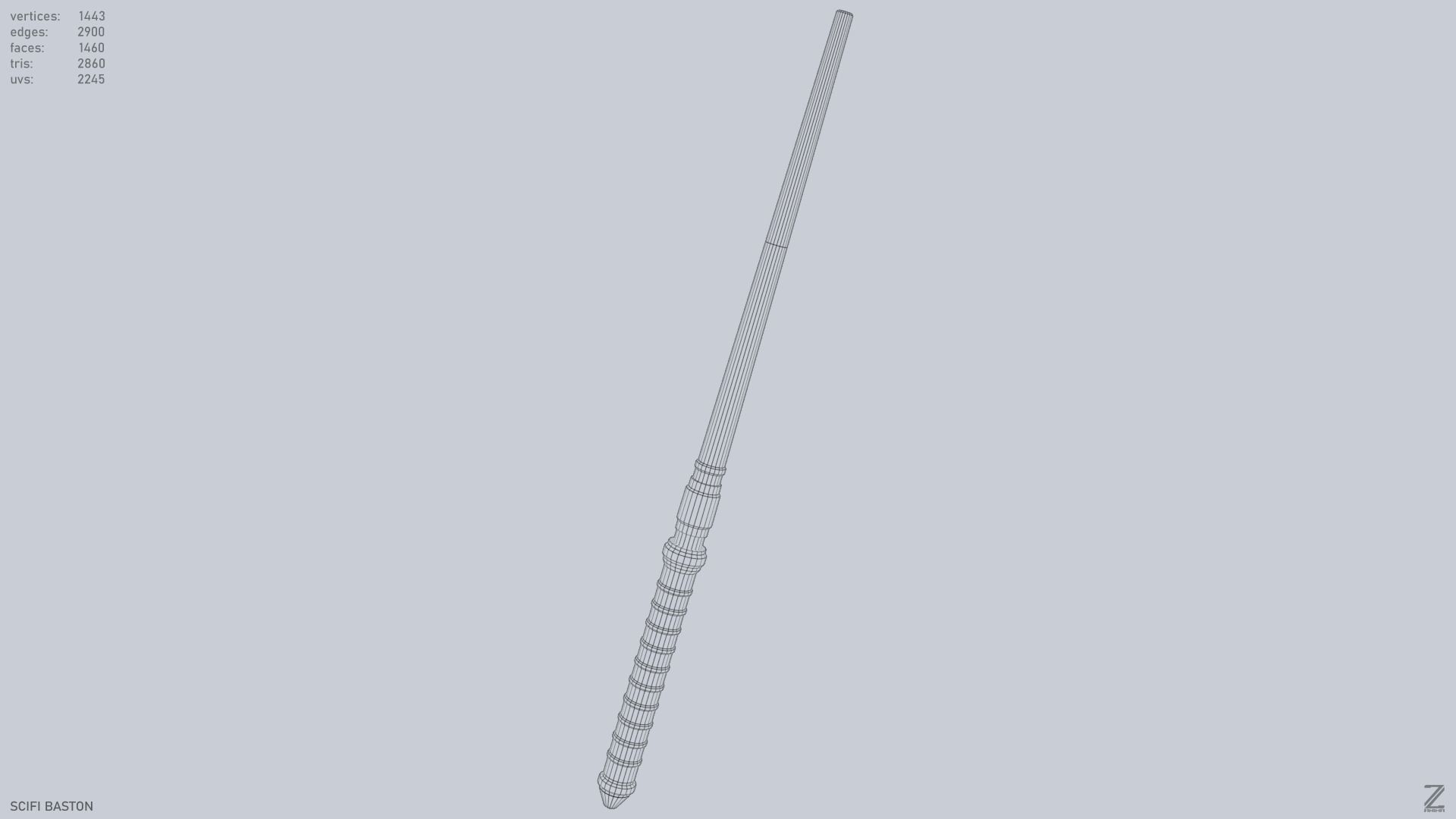 Sci fi baston Low-poly 3D model_4