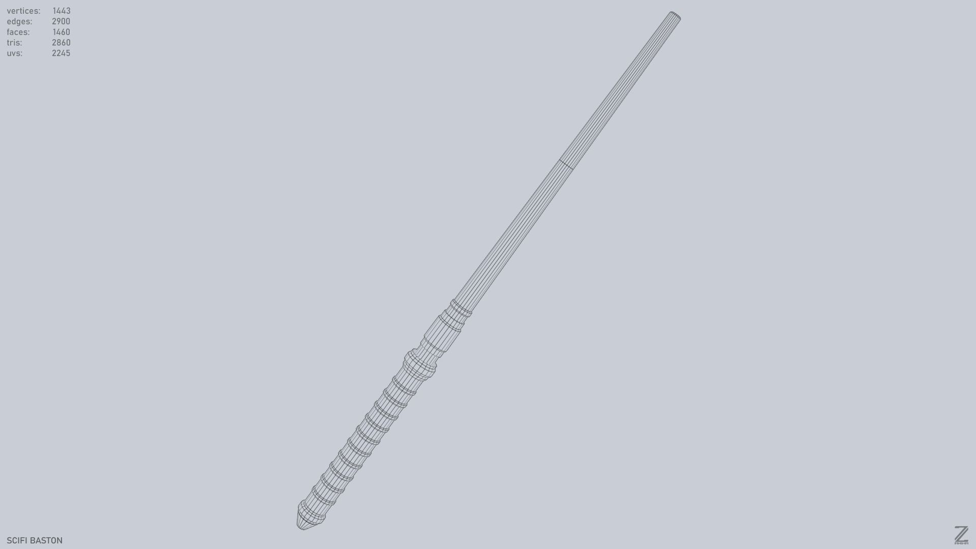 Sci fi baston Low-poly 3D model_14