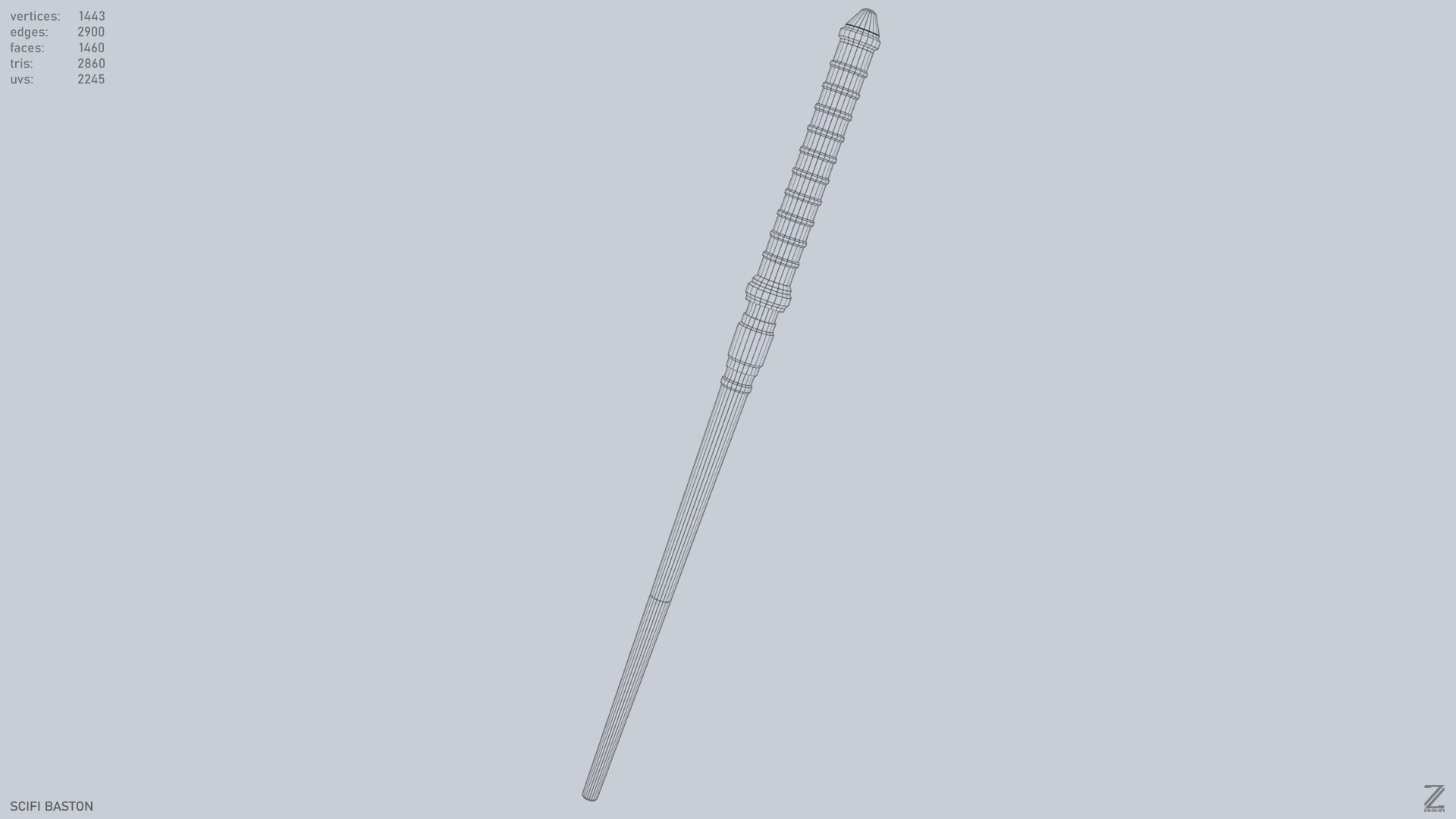 Sci fi baston Low-poly 3D model_13