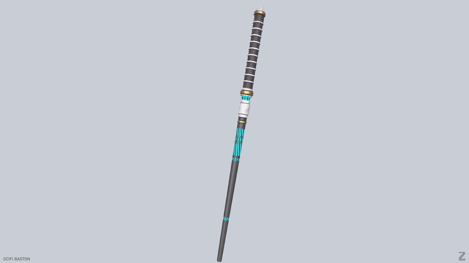 Sci fi baston Low-poly 3D model_7