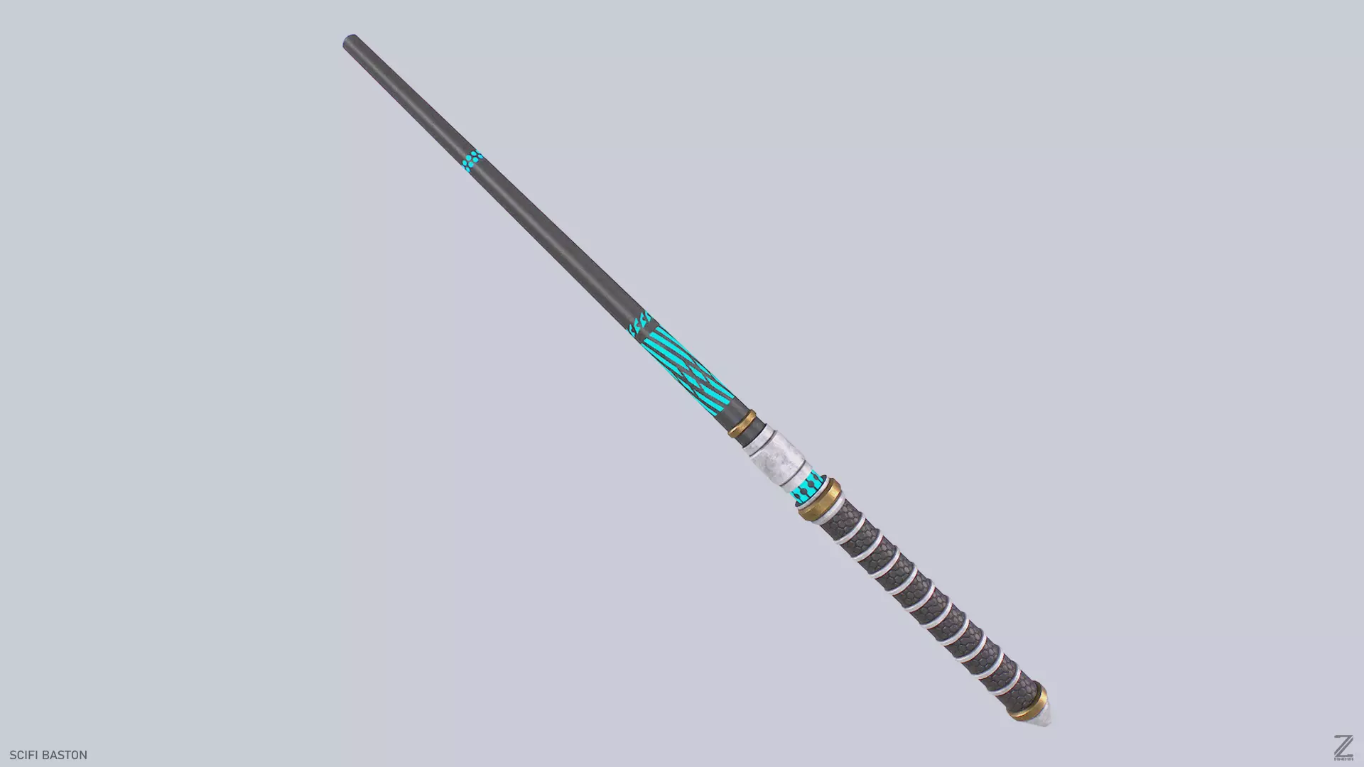 Sci fi baston Low-poly 3D model_0