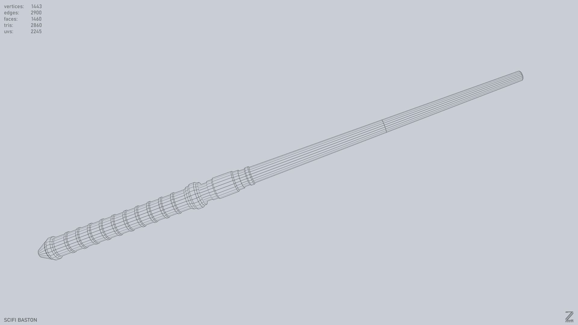 Sci fi baston Low-poly 3D model_12