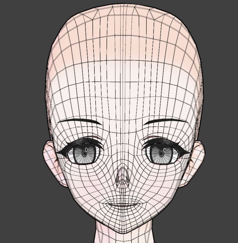 Anime Female Adult Base Model Low-poly 3D model_2
