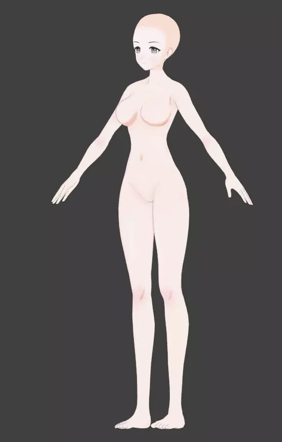 Anime Female Adult Base Model Low-poly 3D model_0