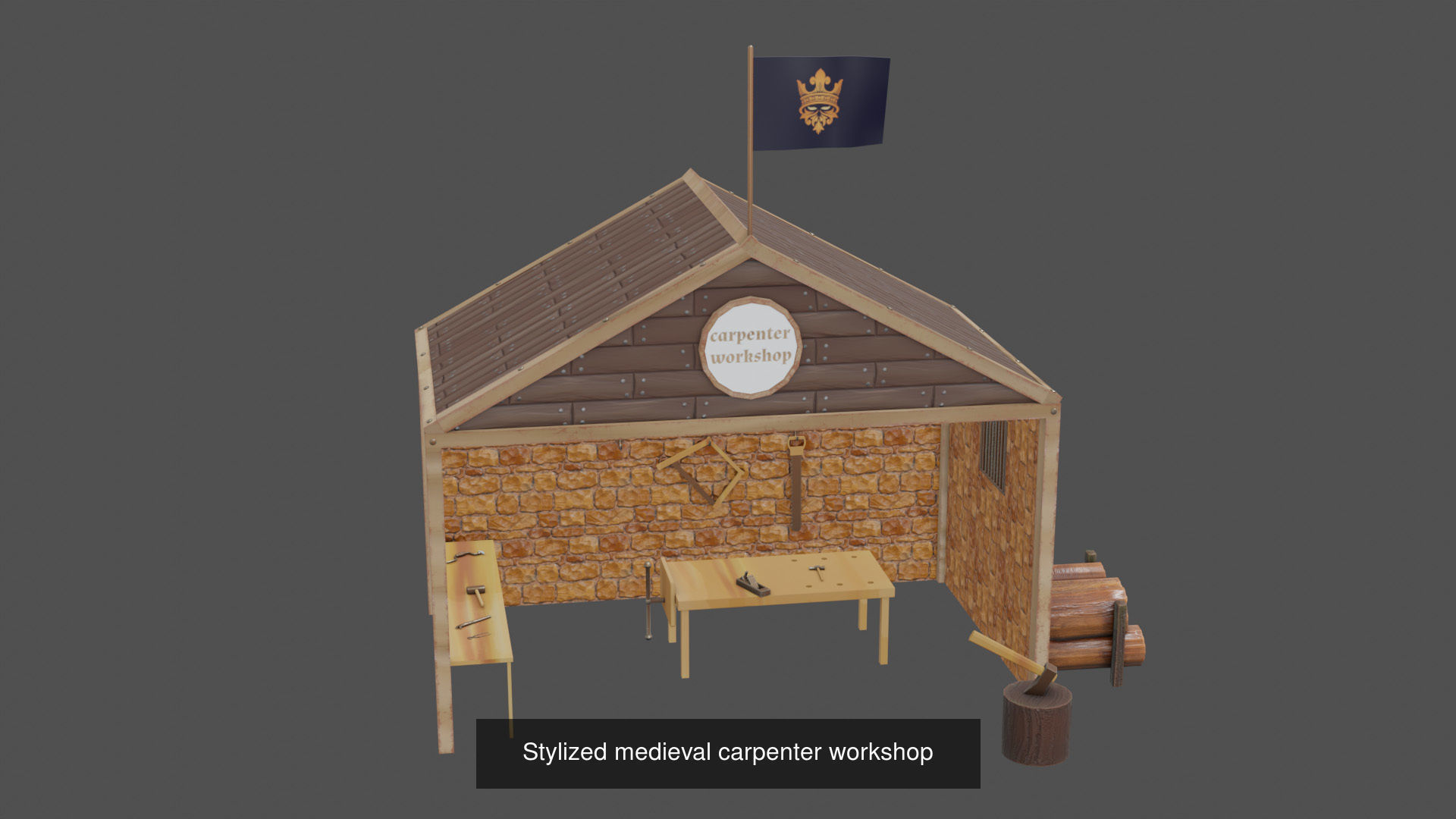 stylized medieval village assets 3D Model Collection_2