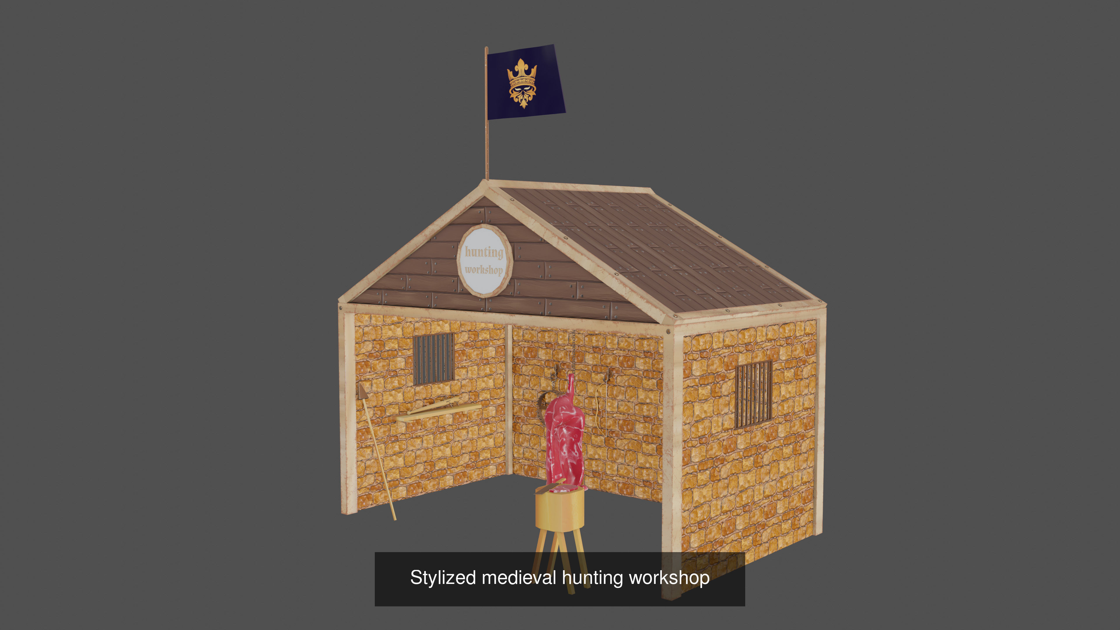 stylized medieval village assets 3D Model Collection_3