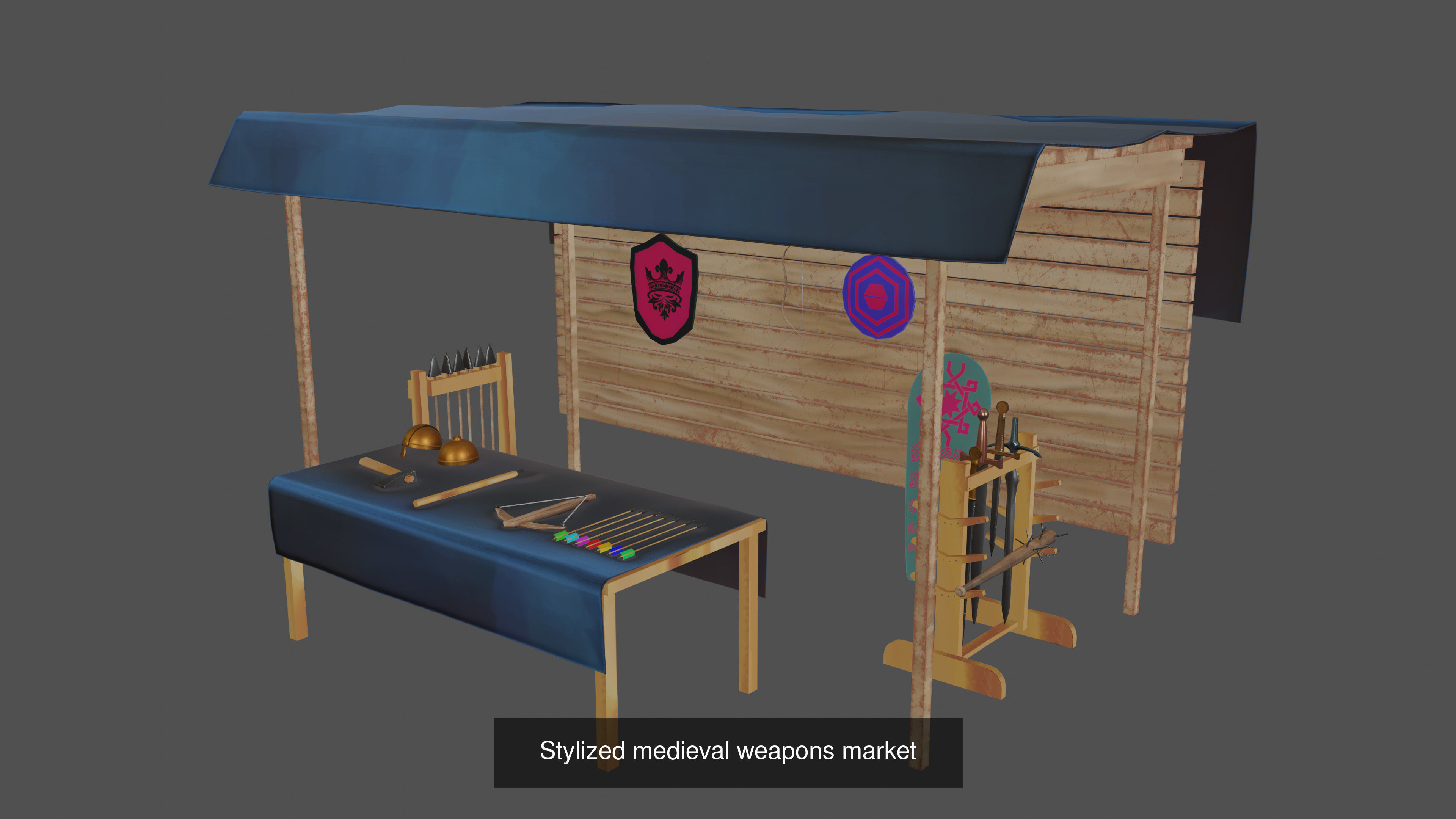 stylized medieval village assets 3D Model Collection_5