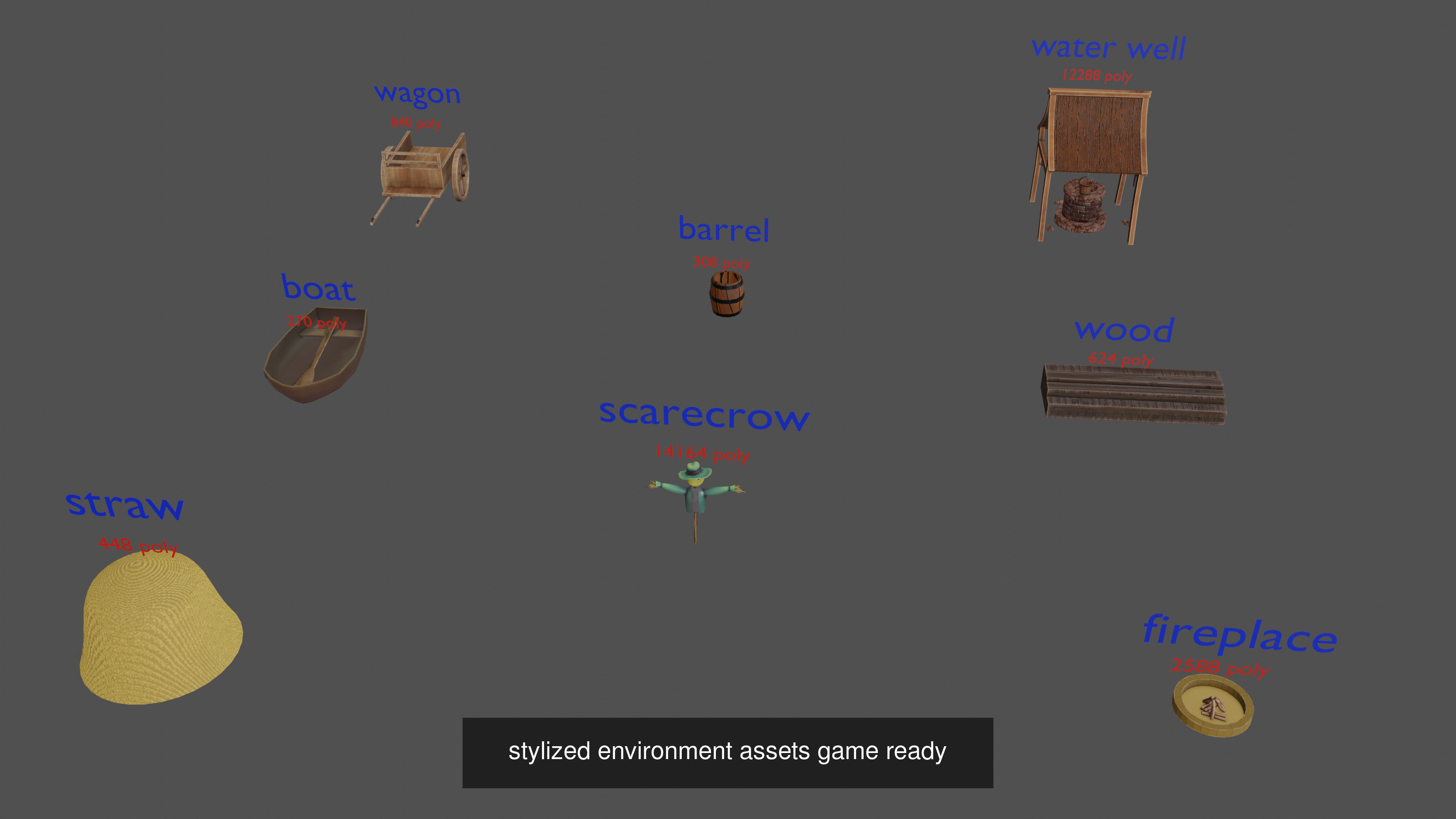 stylized medieval village assets 3D Model Collection_10