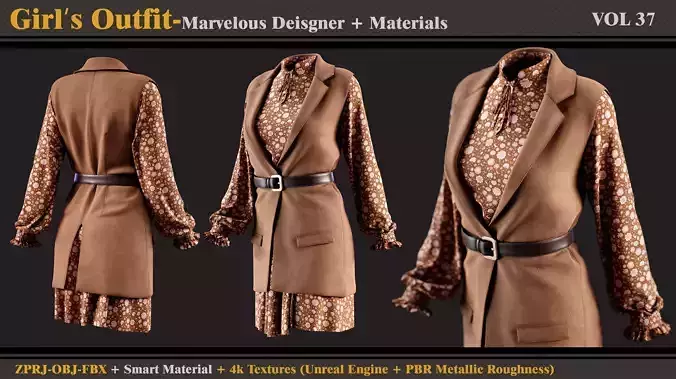 Girls Outfit- MD-Clo3d -Smart Material -Textures-OBJ -FBX