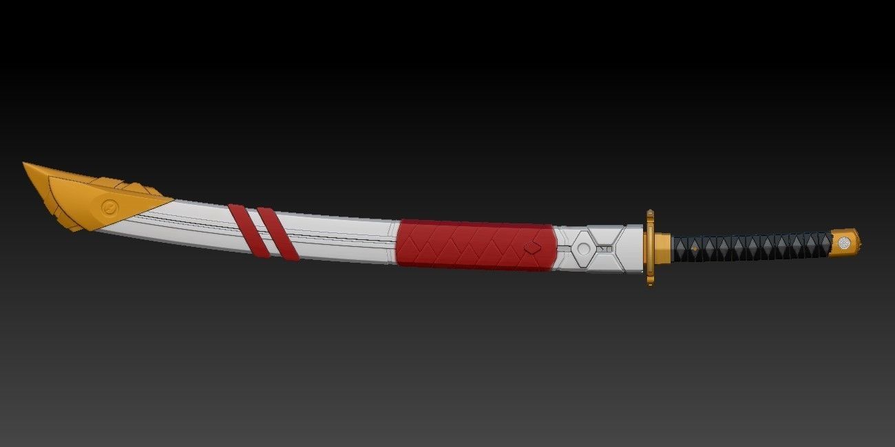 GERBERA STRAIGHT KATANA - COMPLETE SET - FOR COSPLAY AND DISPLAY 3D print model_1