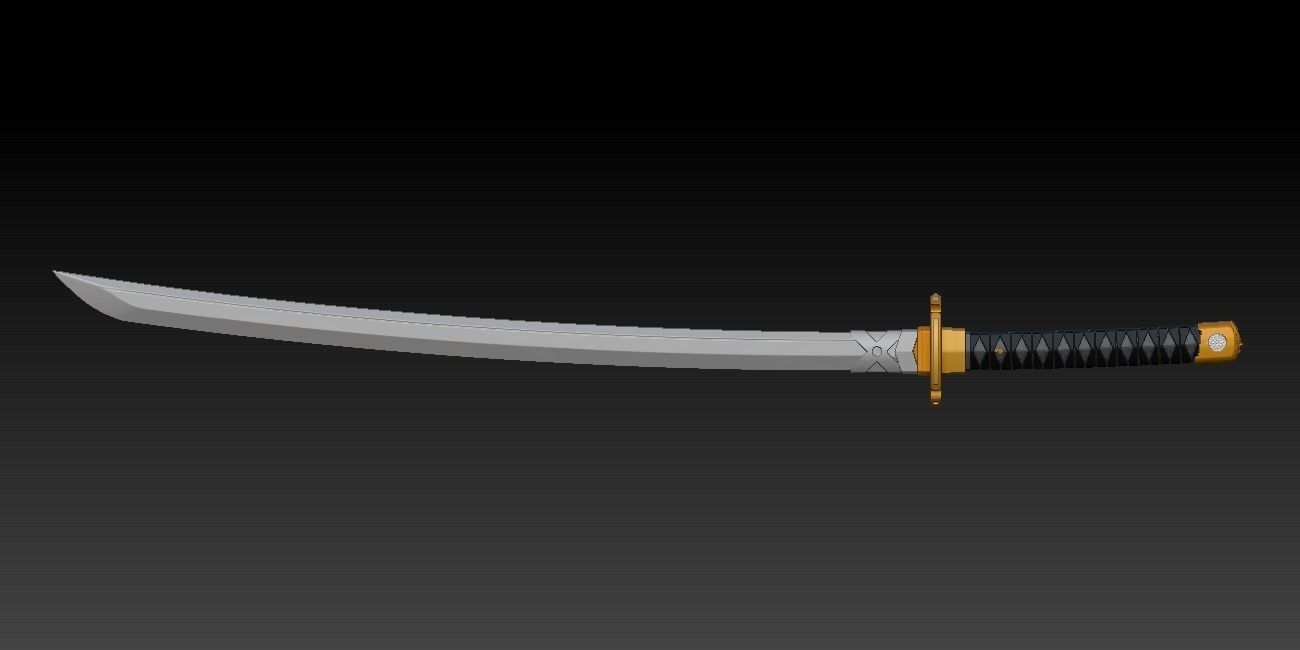 GERBERA STRAIGHT KATANA - COMPLETE SET - FOR COSPLAY AND DISPLAY 3D print model_2