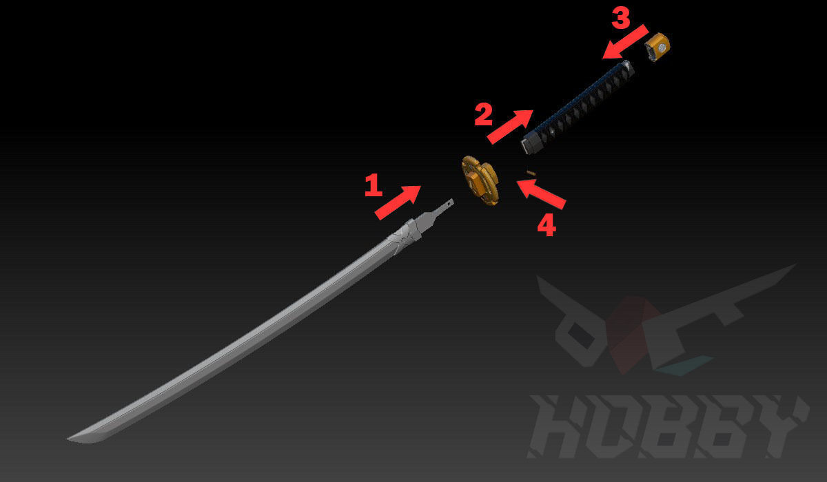 GERBERA STRAIGHT KATANA - MANGA VER - FOR COSPLAY AND DISPLAY 3D print model_9