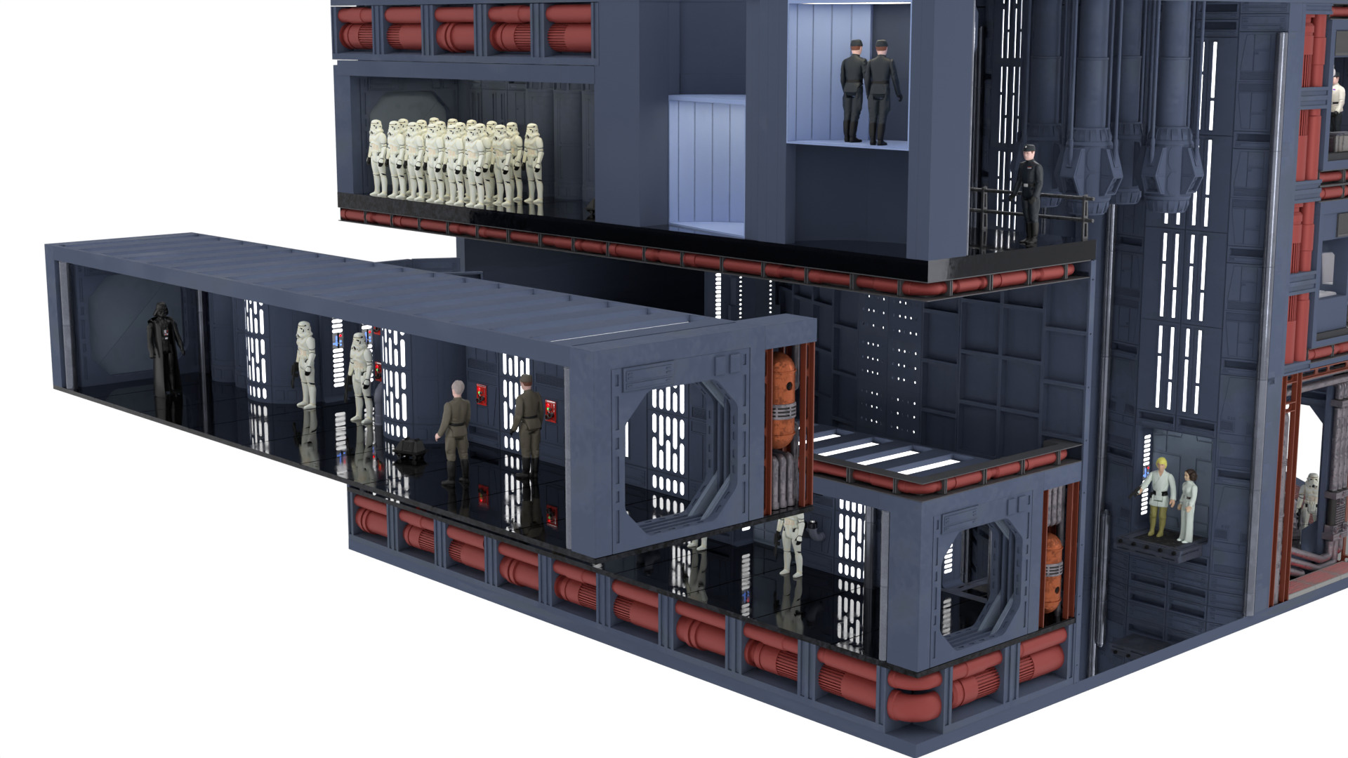 Set 7b - Death Star Hallway 2 1-6 scale Hottoys 3D print model_17
