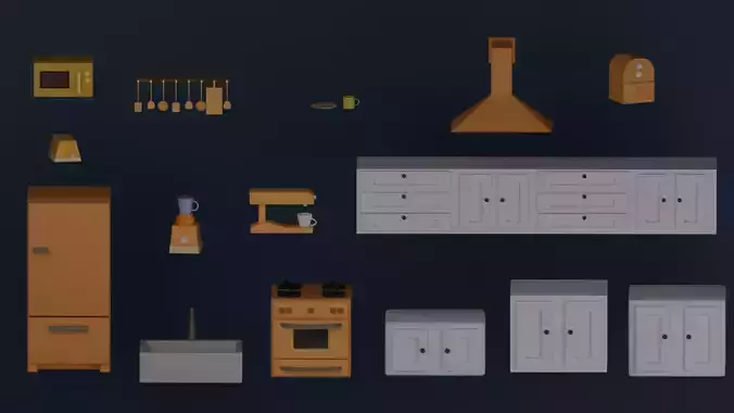 Stylized kitchen set