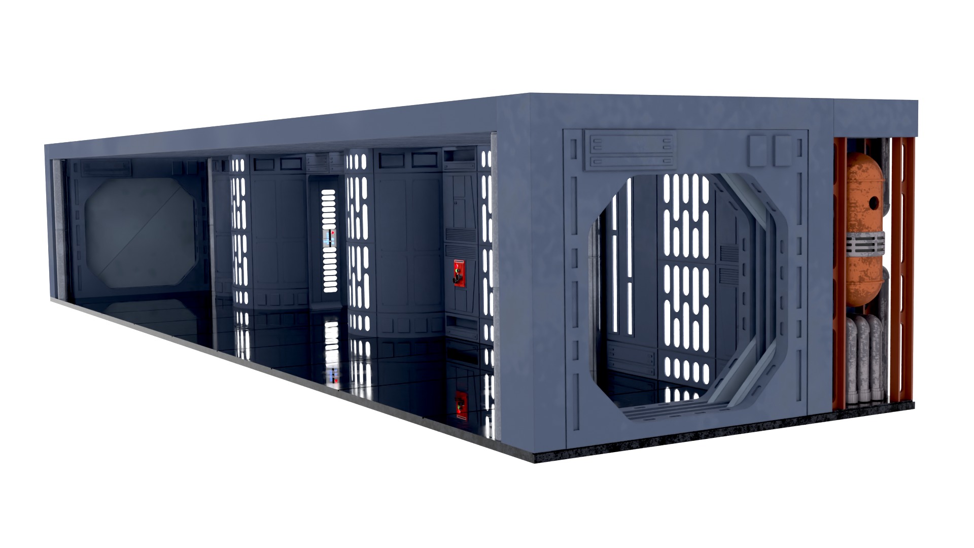 Set 7b - Death Star Hallway 2 1-6 scale Hottoys 3D Model Collection_4